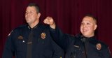 Lemoore Police Chief Darrell Smith honors Lemoore Police Officer Eric Trevino during Friday's Lemoore Chamber of Commerce sponsored Kings County Public Safety Appreciation Luncheon.